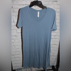 Dusty Blue Zenana Basic Dress